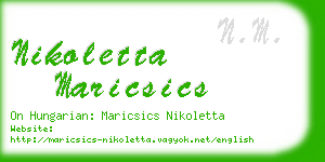 nikoletta maricsics business card